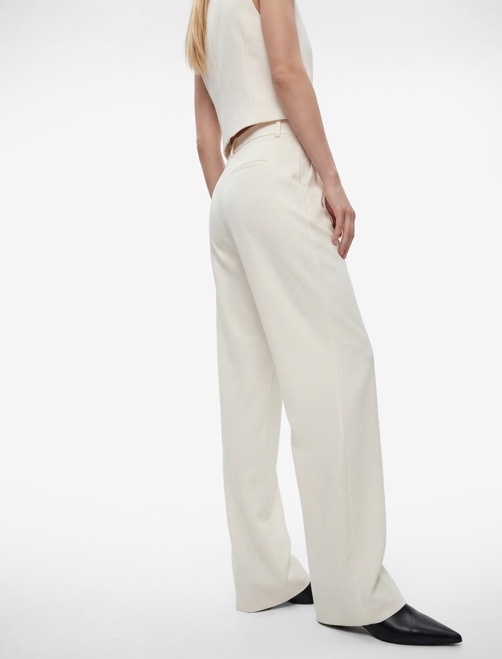  Pile Detaylı Cepli Geniş Paça Palazzo Pantolon