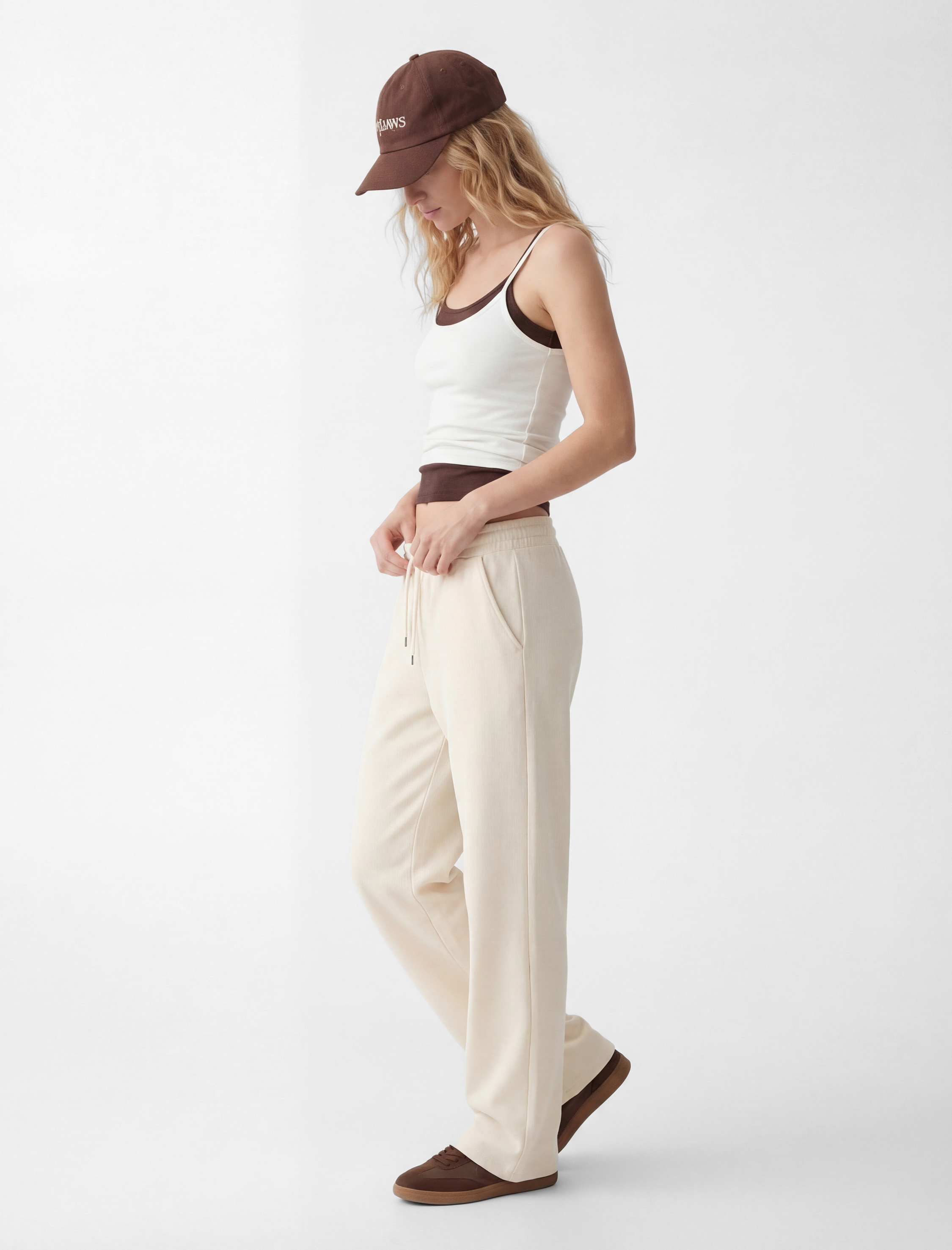 Beli Bağcıklı Lastikli Geniş Paça Eşofman Pantolon - Görsel 2