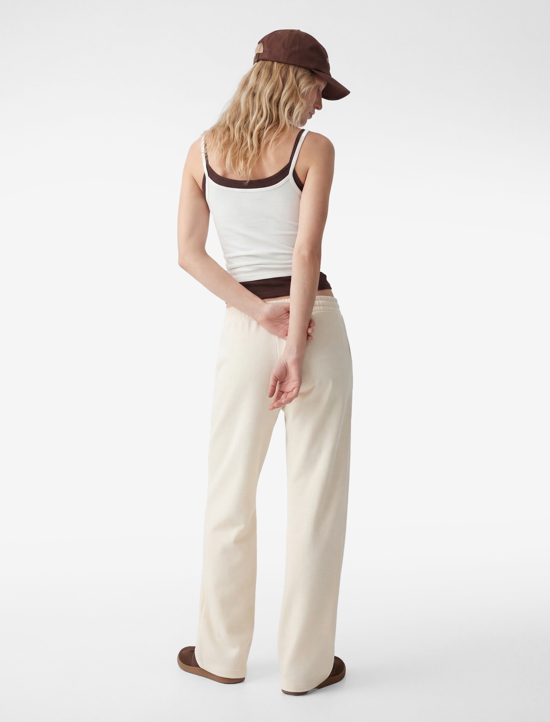 Beli Bağcıklı Lastikli Geniş Paça Eşofman Pantolon - Görsel 3