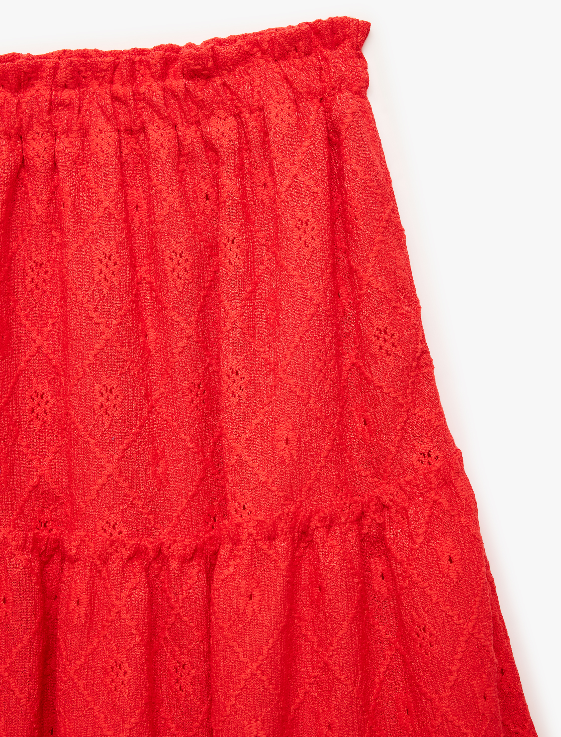  Kız Çocuk Beli Lastikli Bürümcük Kumaş Brodeli Midi Etek