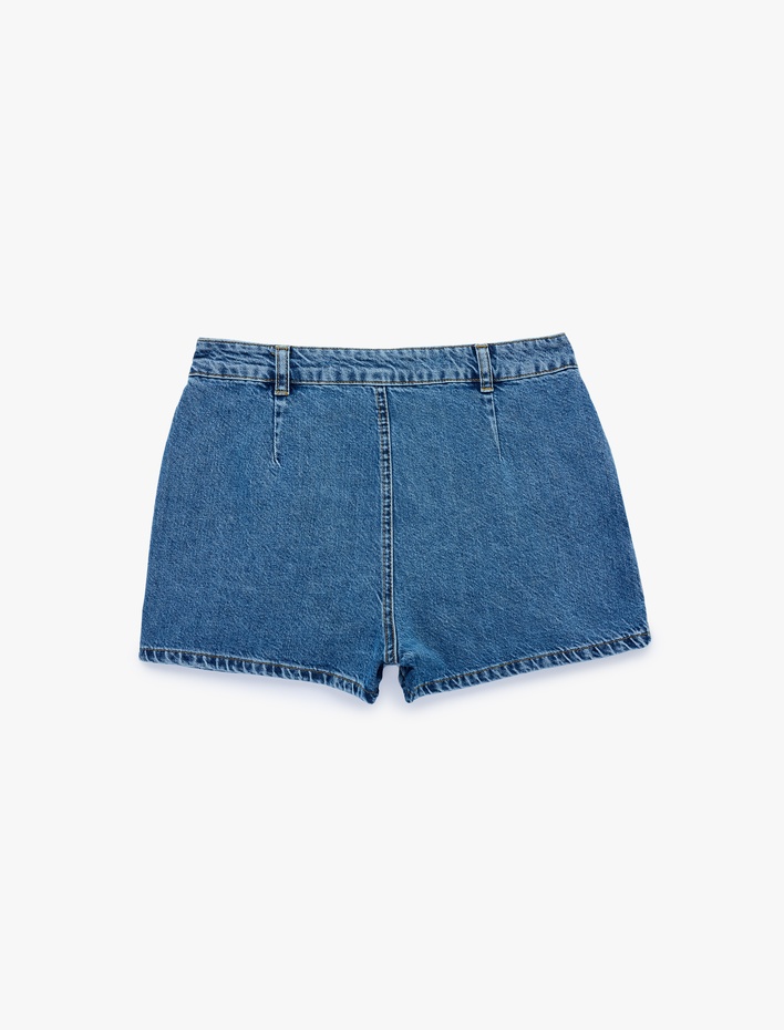  Kargo Cepli Mini Denim Şort Etek