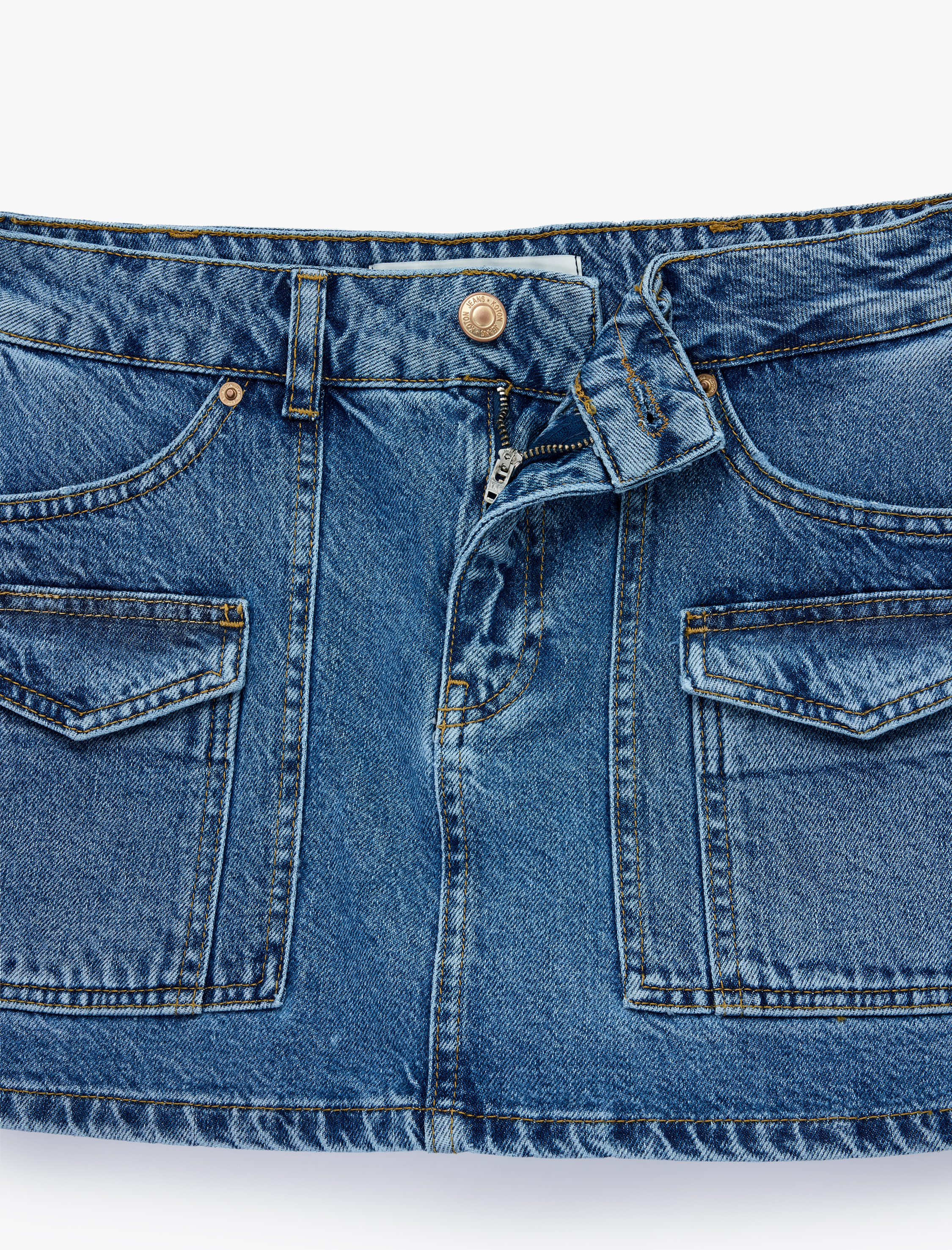   Kargo Cepli Mini Denim Şort Etek