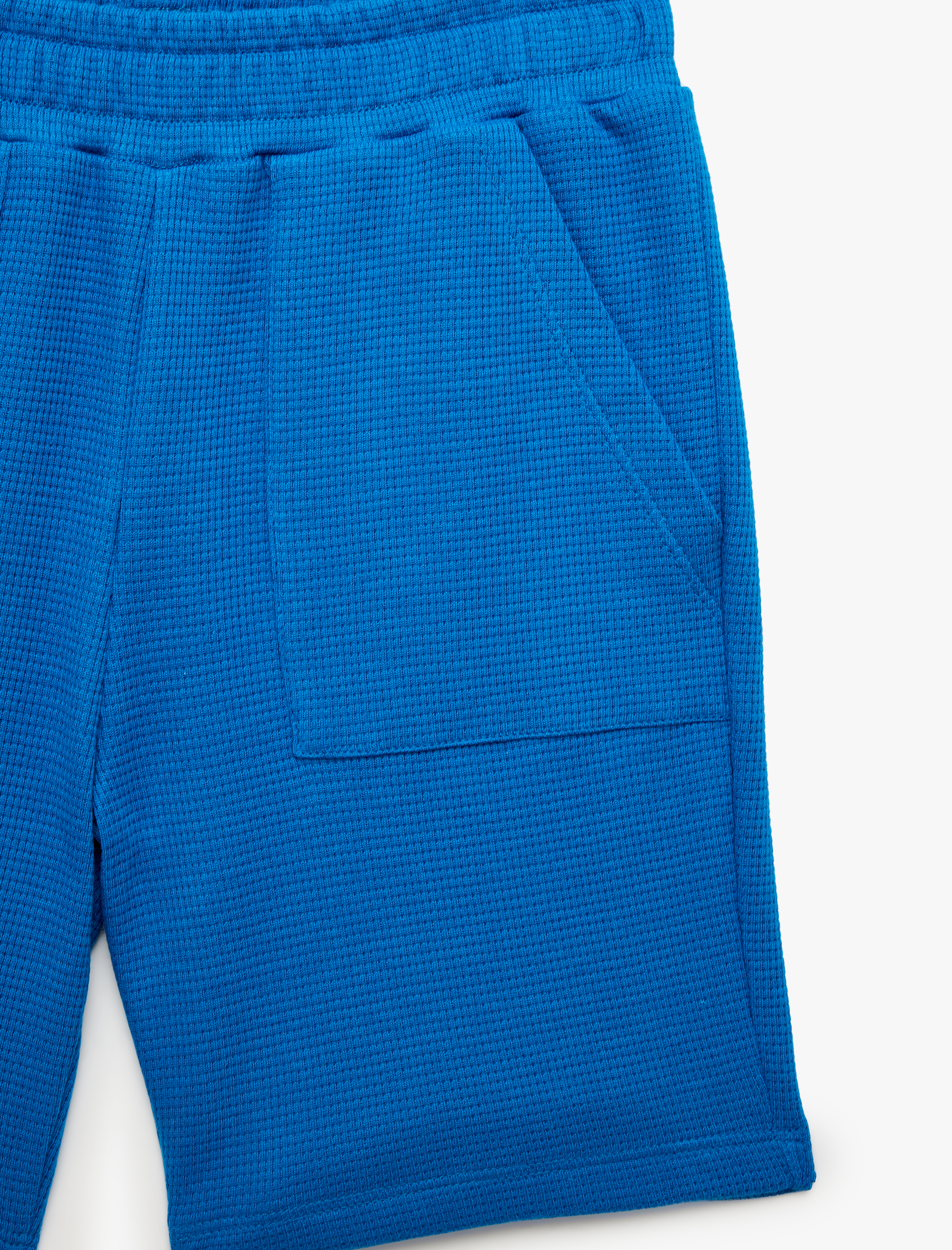  Erkek Çocuk Cepli Beli Lastikli Dokulu Pamuklu Şort