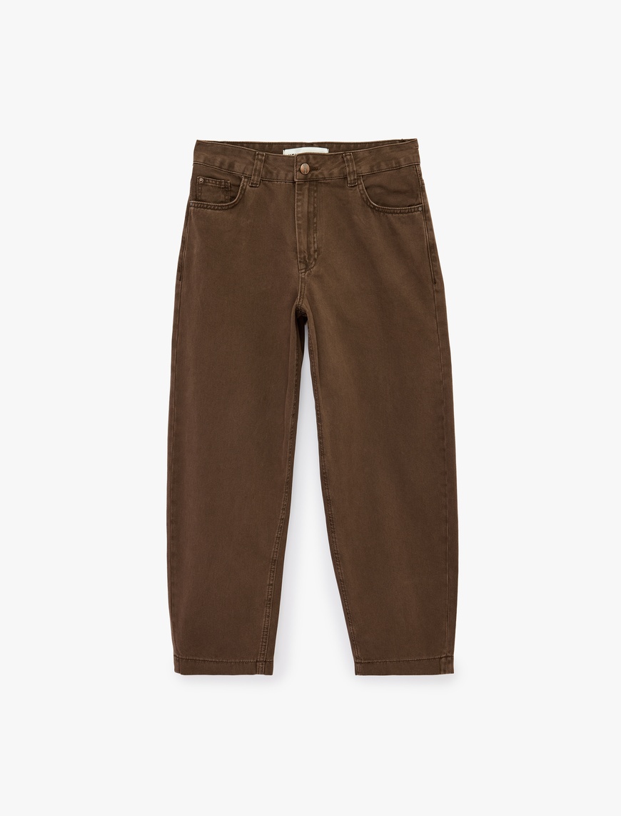 Koton Kadın Regular Fit Normal Bel Düz Paça Pamuklu Balon Pantolon - Balloon Jeans