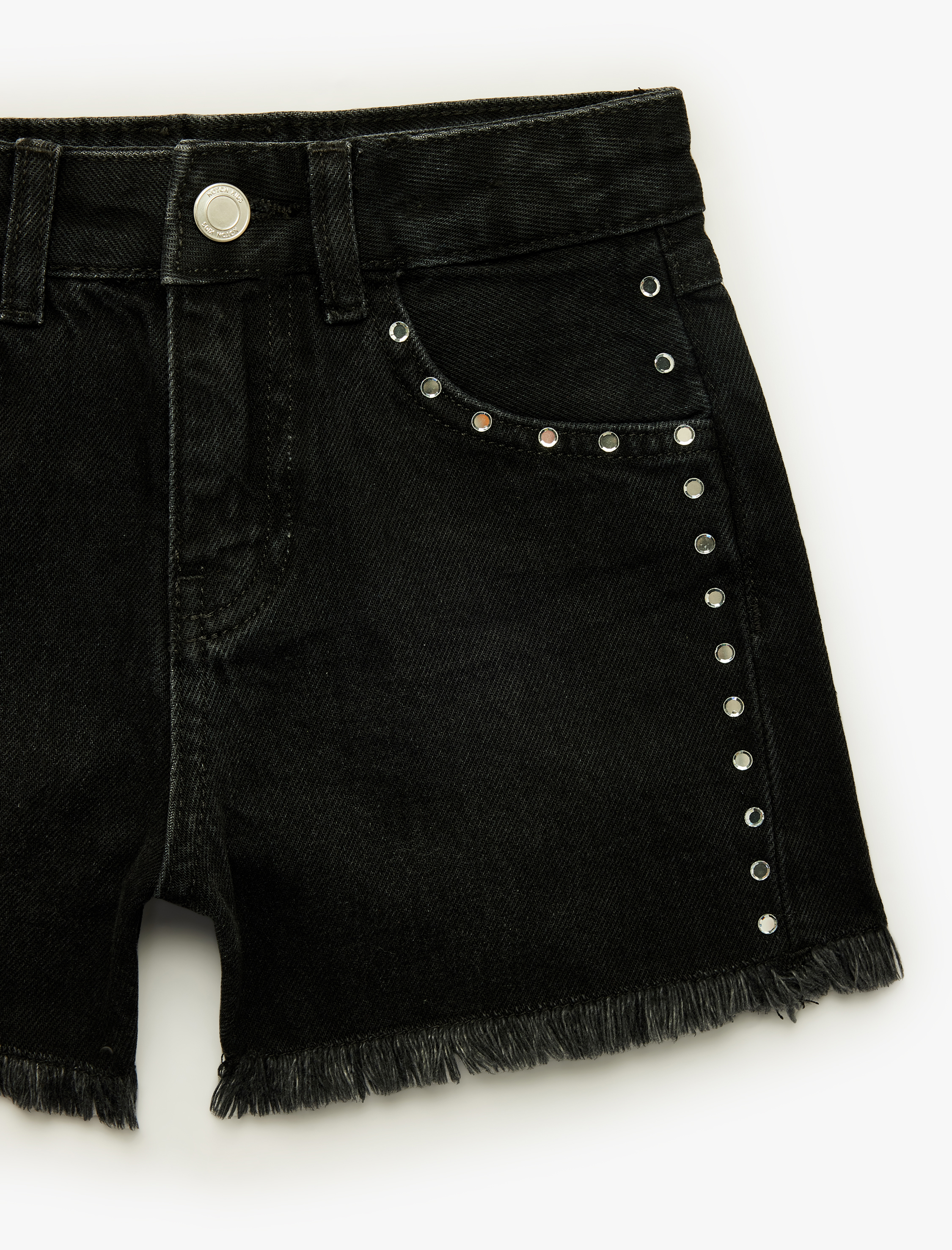  Kız Çocuk Pamuklu Cepli Taş Detaylı Denim Şort