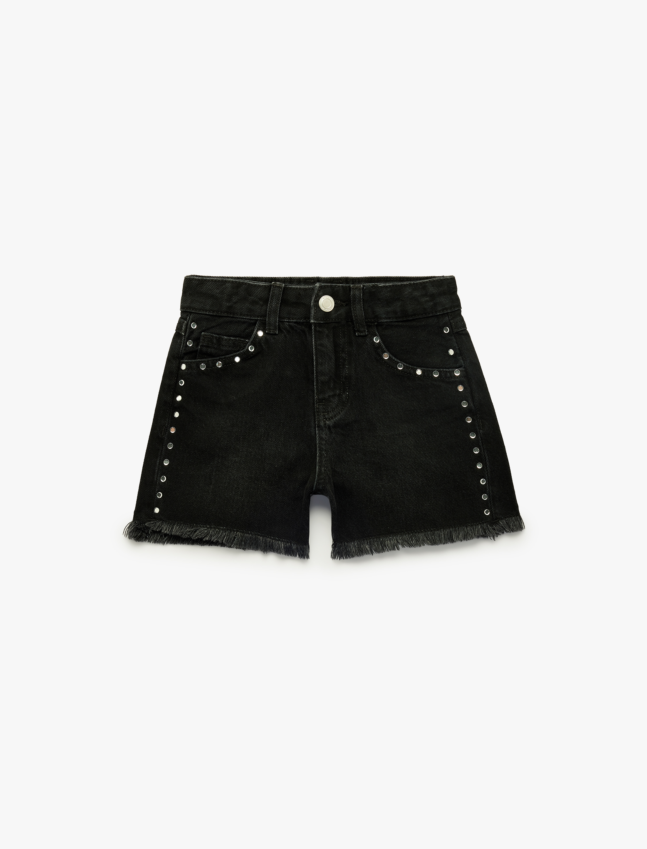  Kız Çocuk Pamuklu Cepli Taş Detaylı Denim Şort