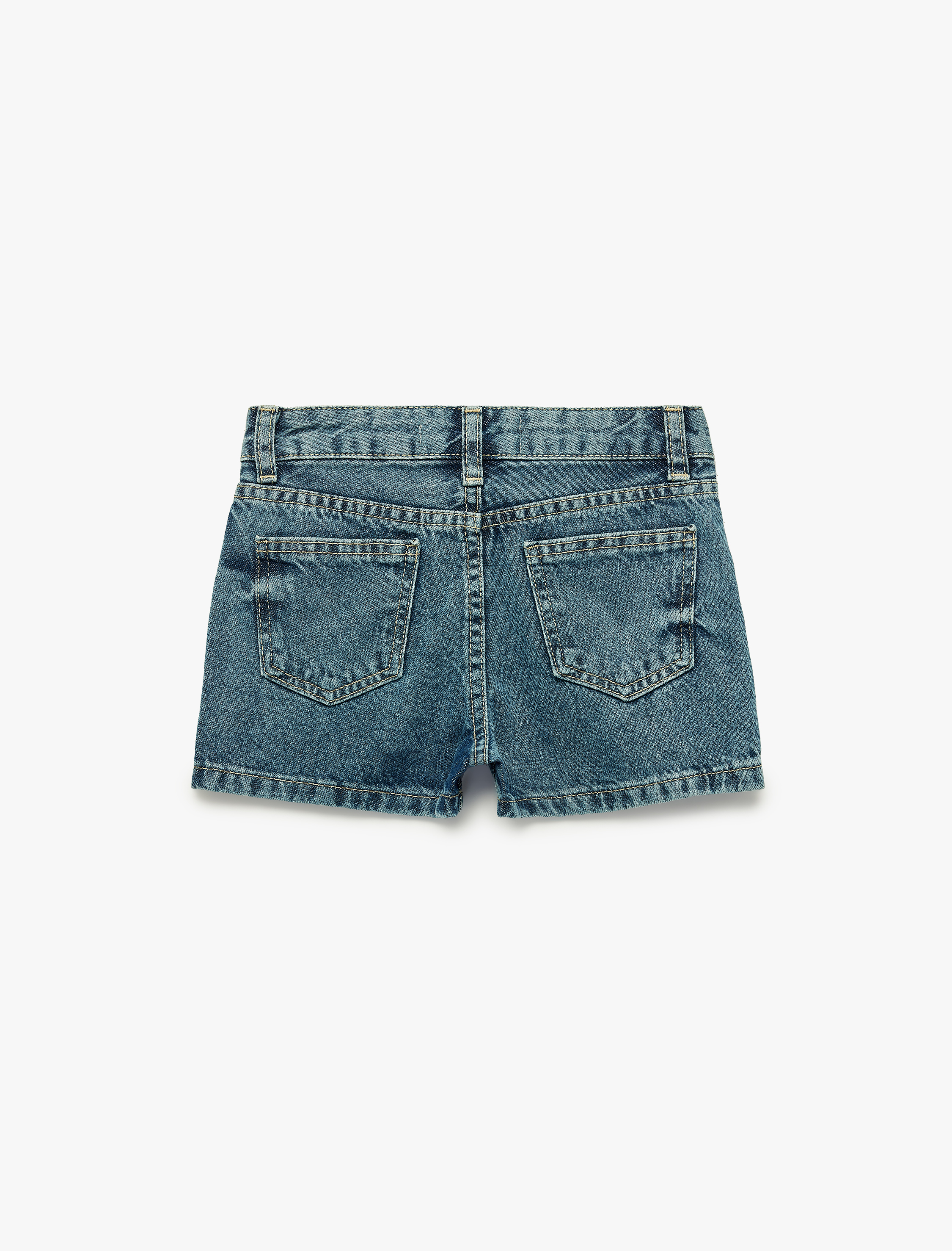  Kız Çocuk Pamuklu Cepli Yıldız Desenli Denim Şort