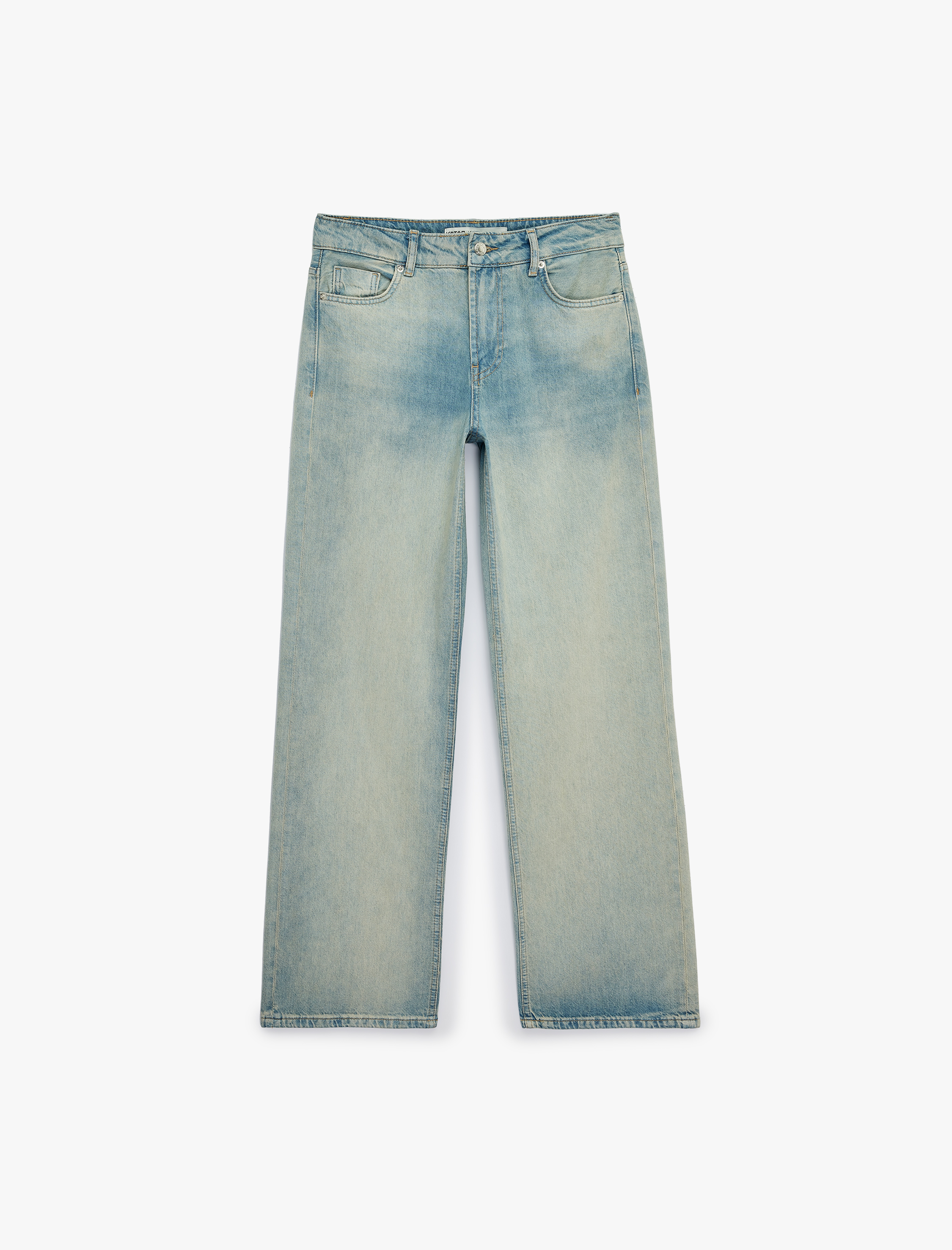   Düşük Bel Pamuklu Düz Paça Denim Pantolon - Straight Fit Jean