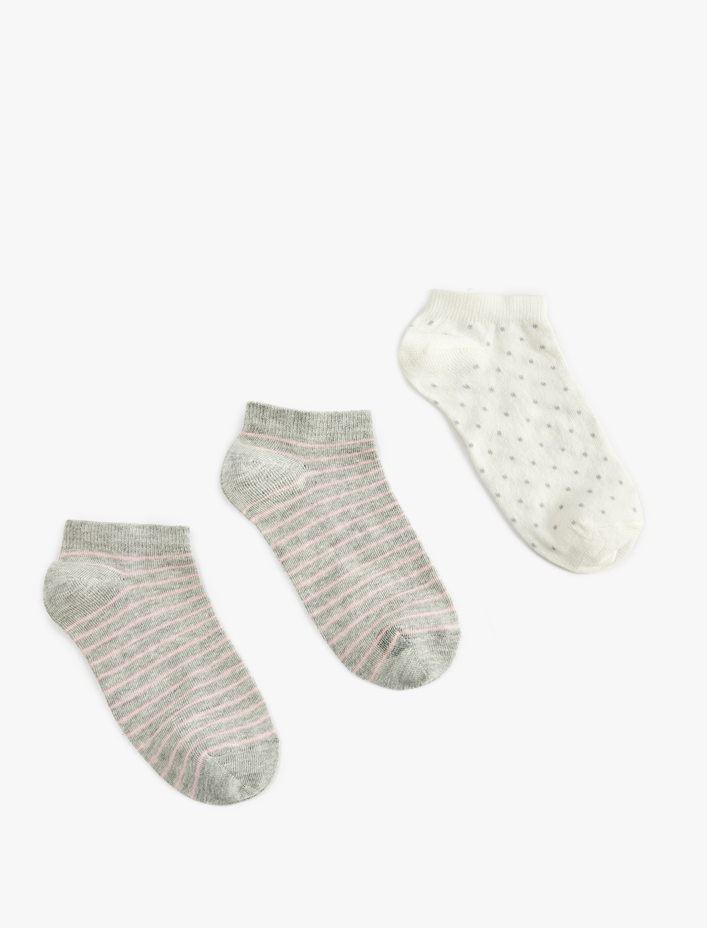  Kadın 3'lü Desenli Pamuklu Patik Çorap Seti