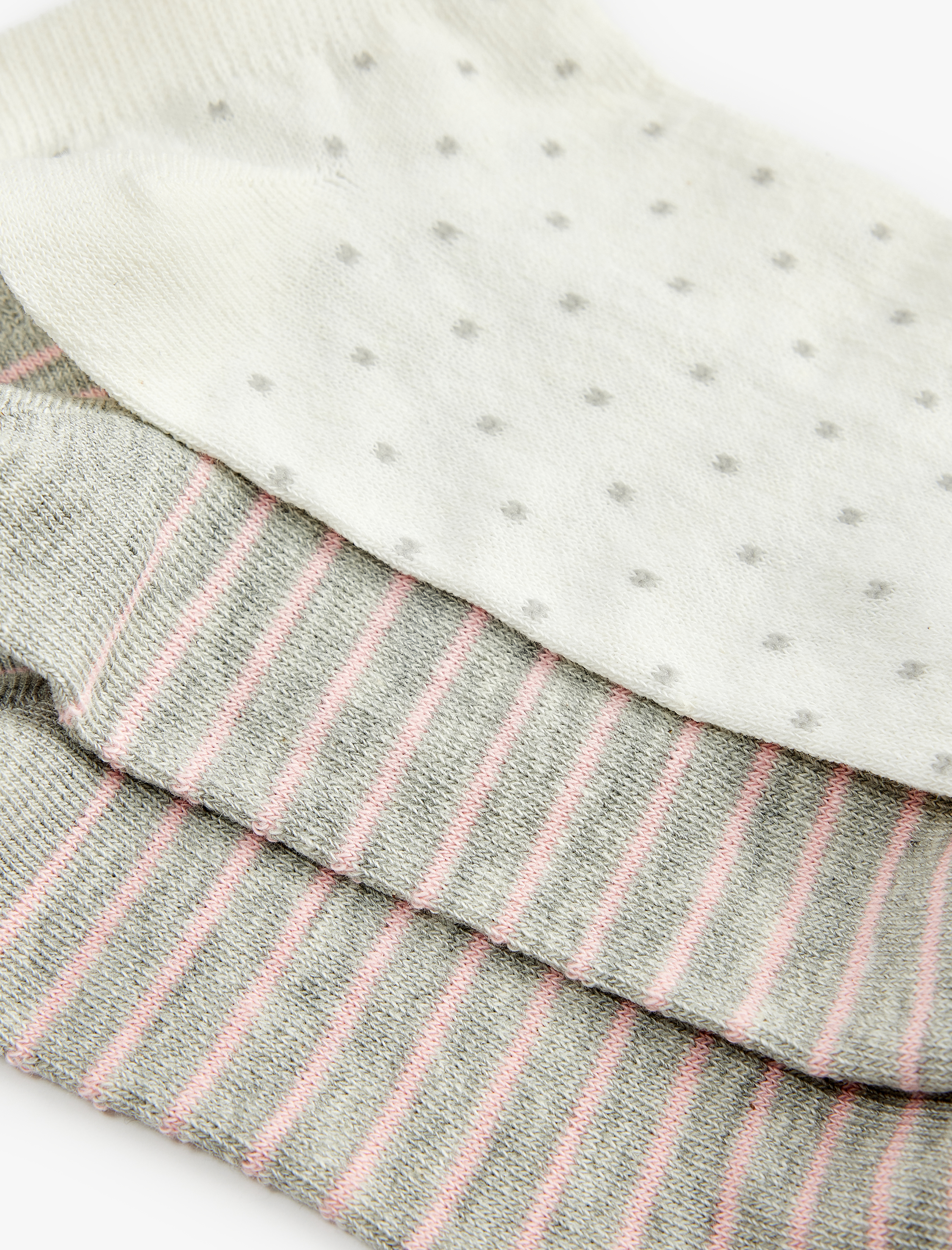  Kadın 3'lü Desenli Pamuklu Patik Çorap Seti