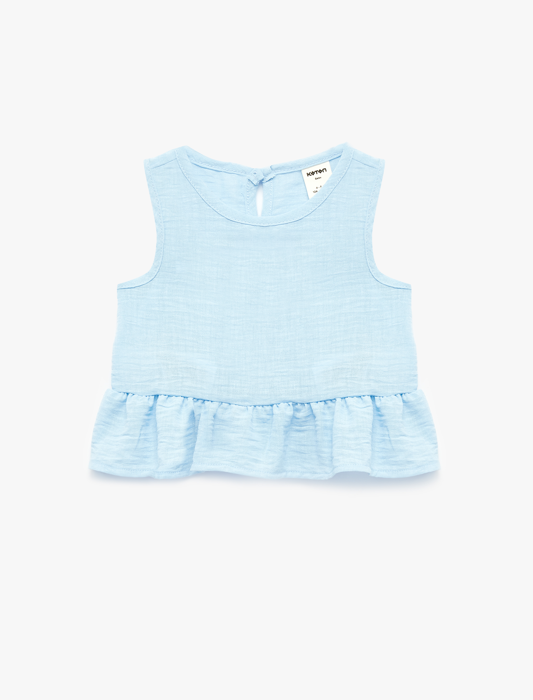  Kız Bebek Bisiklet Yaka Kolsuz Fırfırlı Bluz