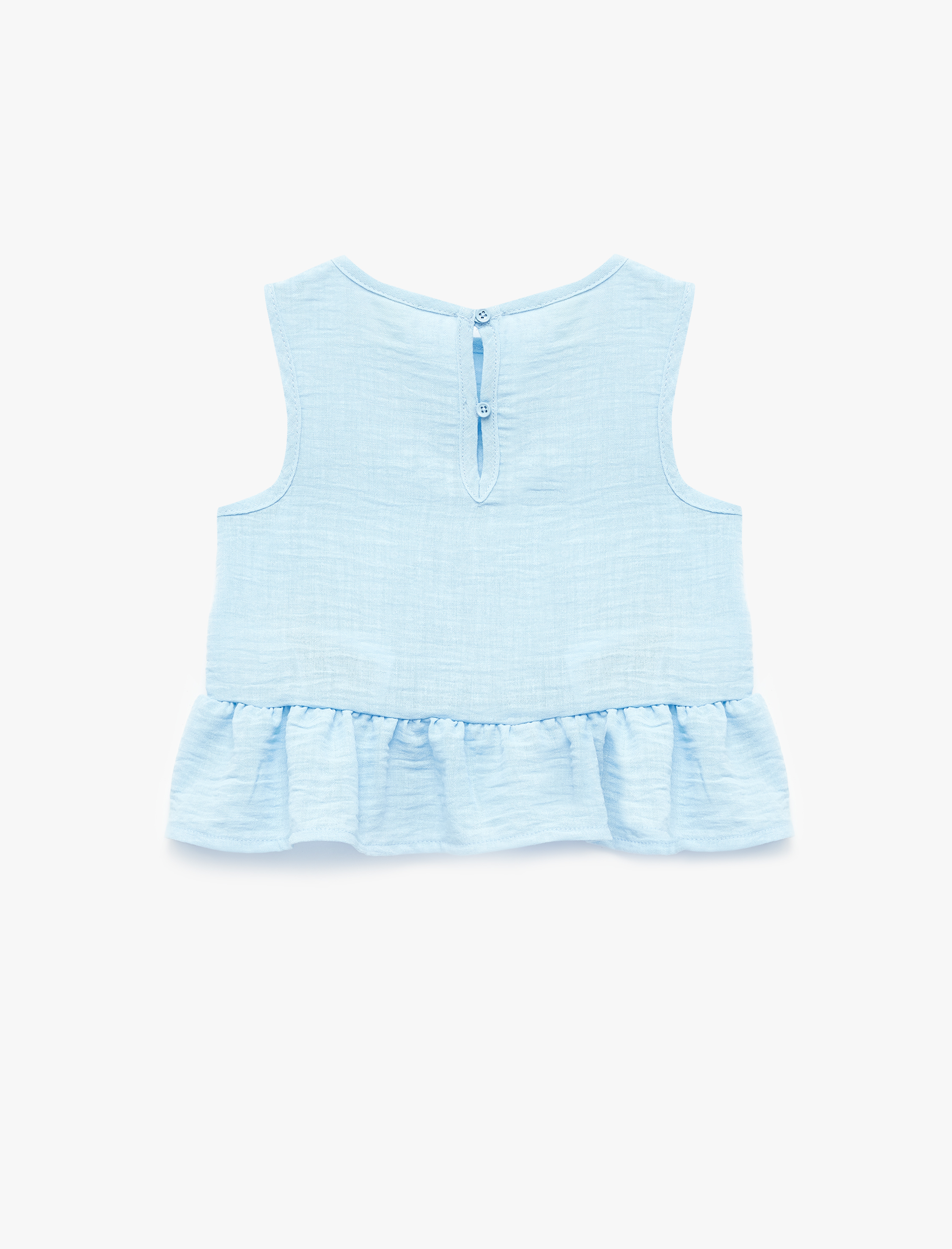  Kız Bebek Bisiklet Yaka Kolsuz Fırfırlı Bluz