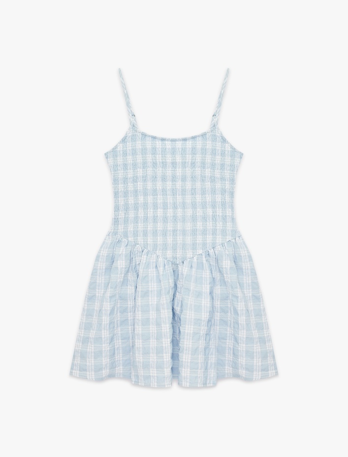  Gipeli Kolsuz U Yaka A Kesim Mini Elbise