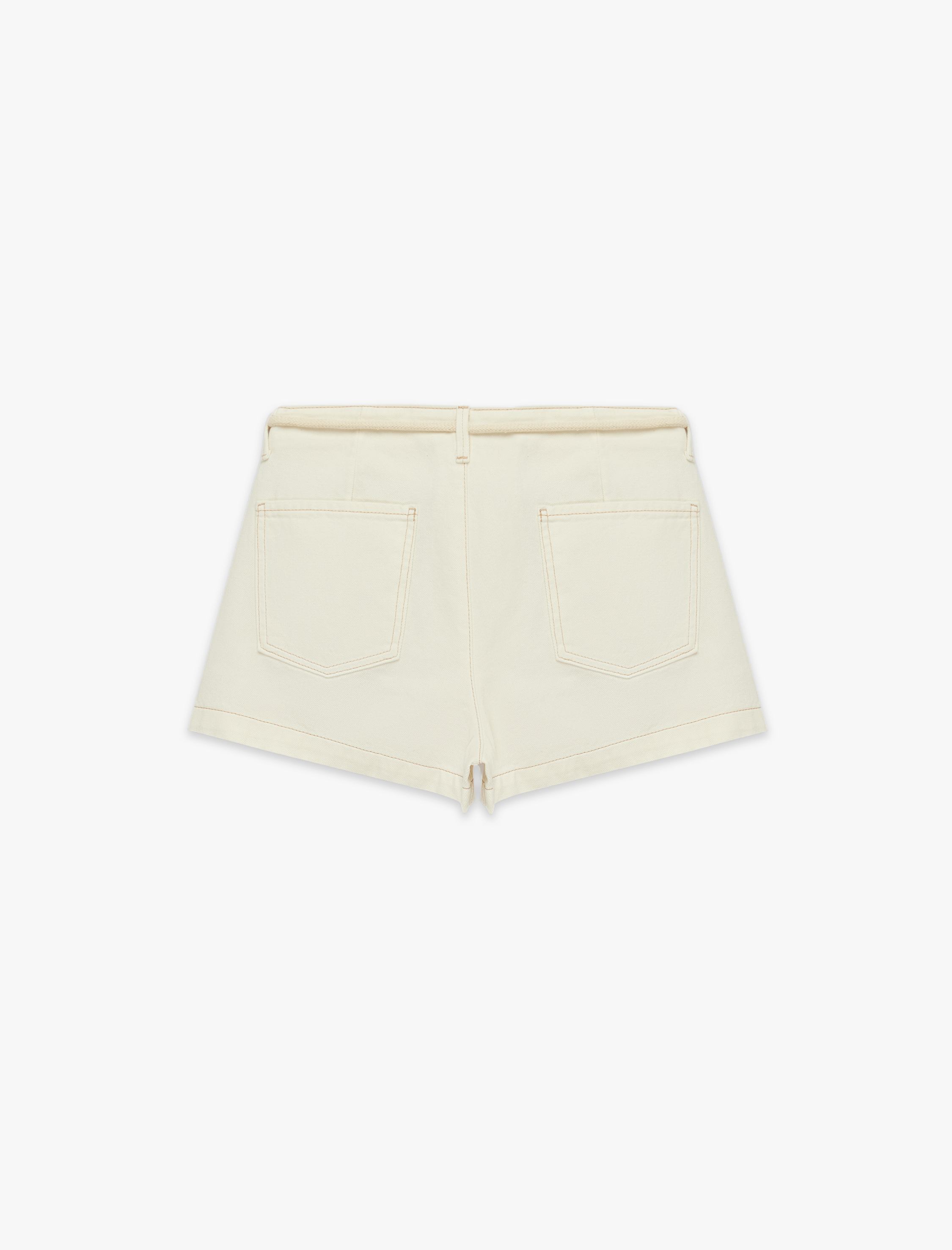   Yüksek Bel Rahat Kalıp Kemerli Denim Mini Şort