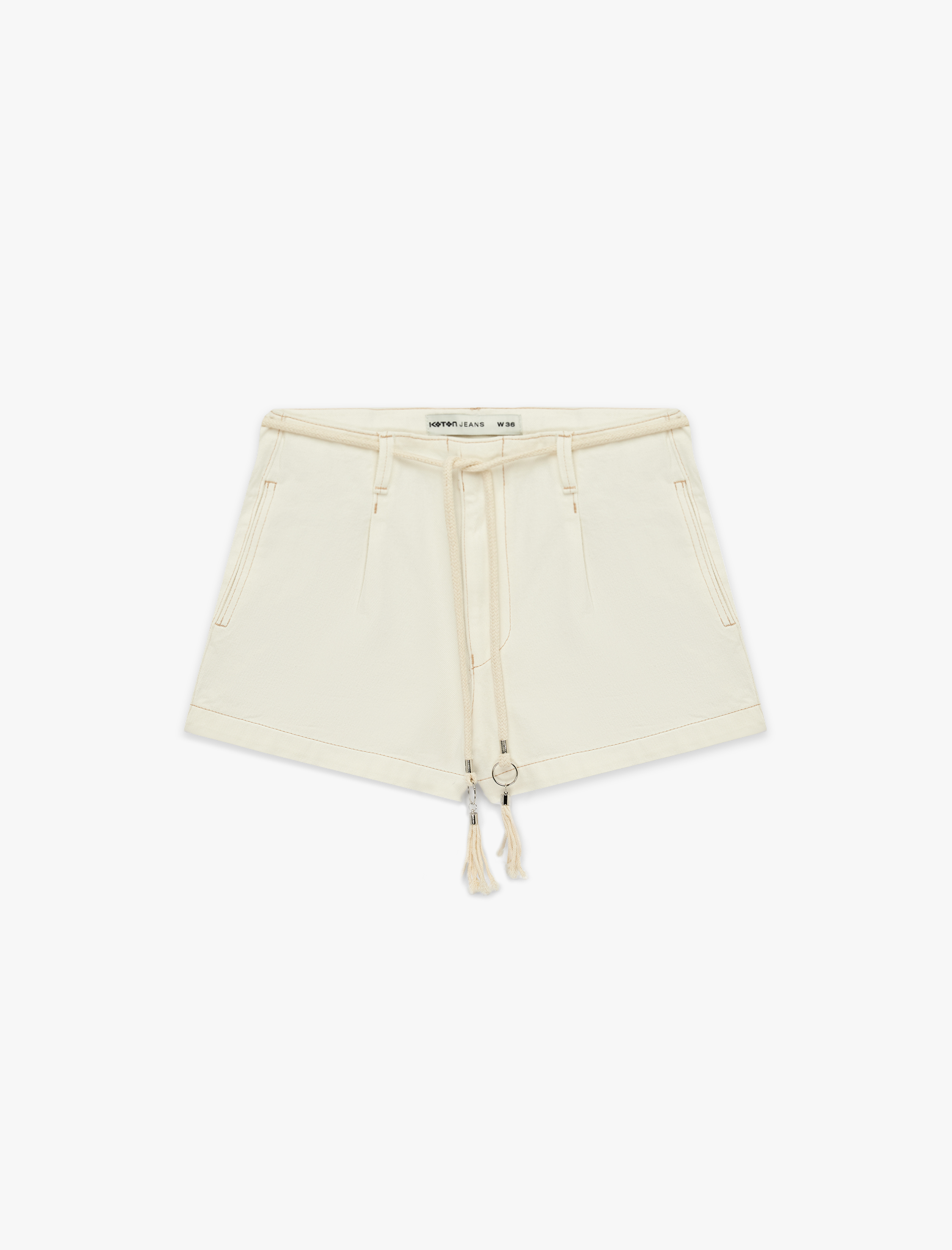   Yüksek Bel Rahat Kalıp Kemerli Denim Mini Şort