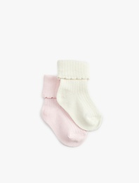 Pamuklu Fiyonklu 2'li Soket Çorap Seti