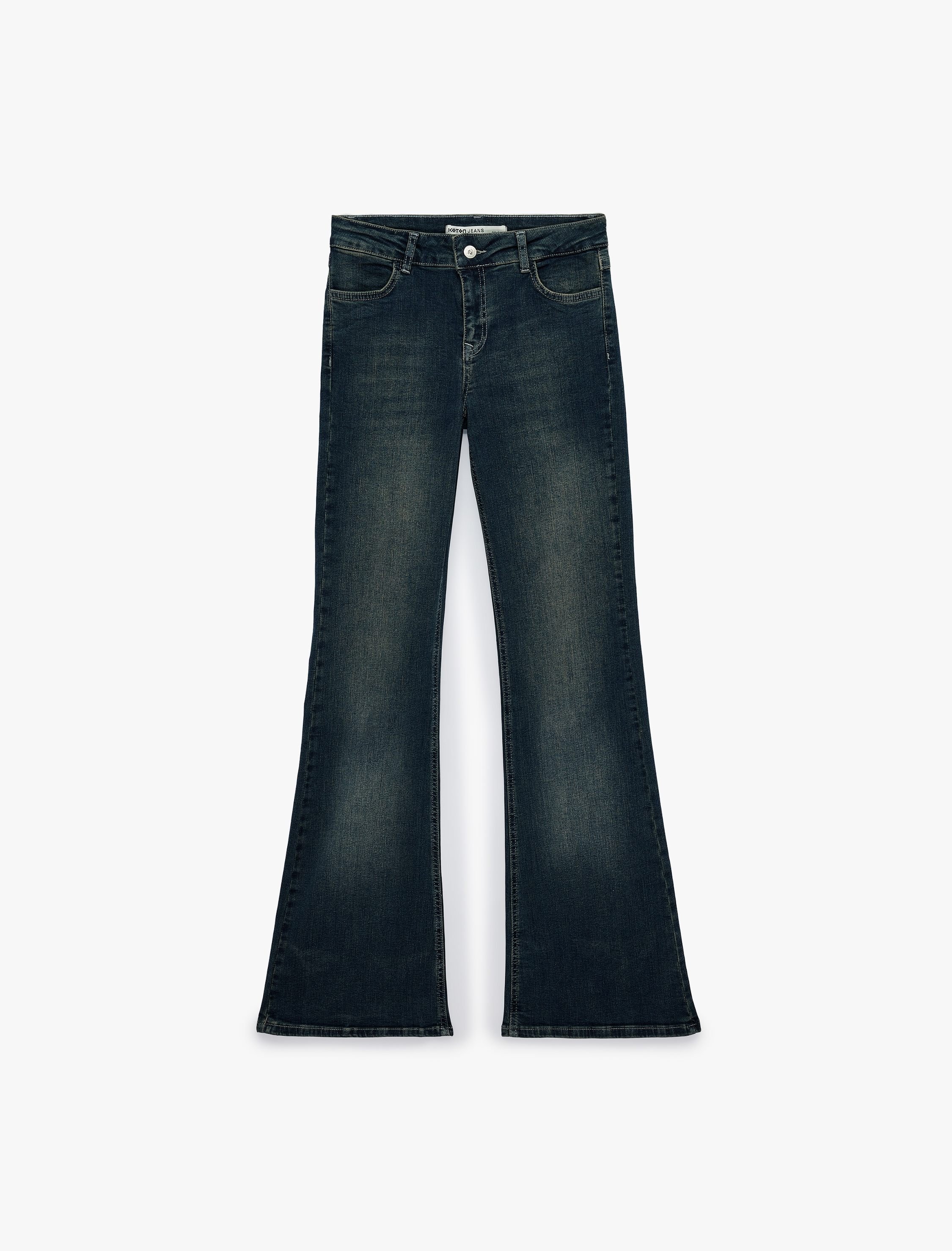   Pamuklu Dar Kalıp Düşük Bel İspanyol Paça Denim Pantolon - Flare Jeans