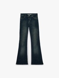 Pamuklu Dar Kalıp Düşük Bel İspanyol Paça Denim Pantolon - Flare Jeans