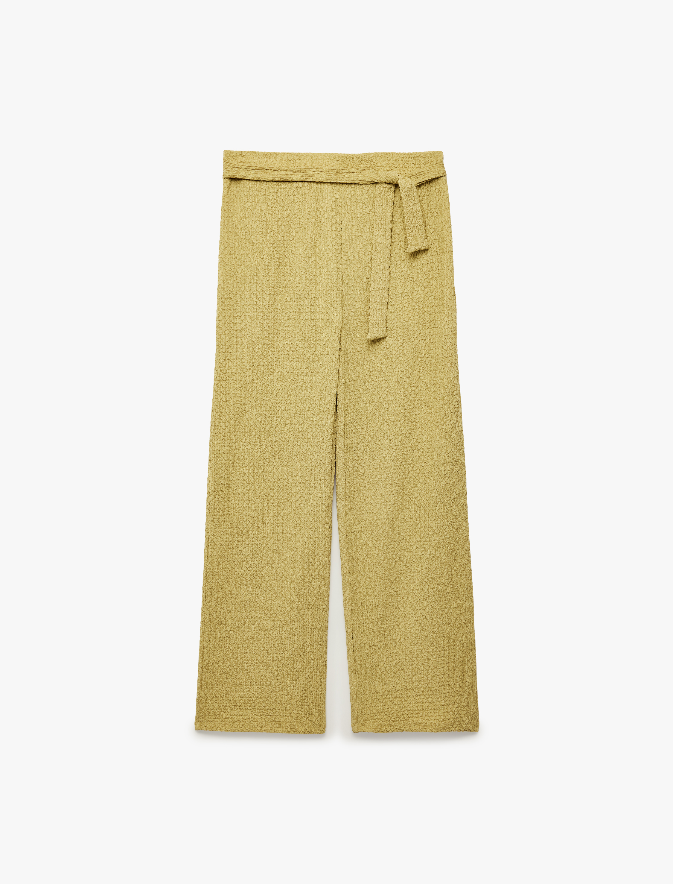  Kız Çocuk Bağlamalı Bürümcük Kumaş Geniş Paça Pantolon