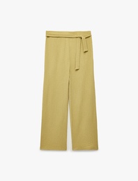 Bağlamalı Bürümcük Kumaş Geniş Paça Pantolon