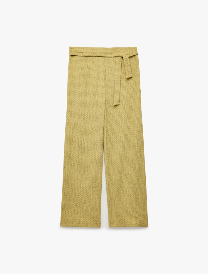 Kız Çocuk Bağlamalı Bürümcük Kumaş Geniş Paça Pantolon