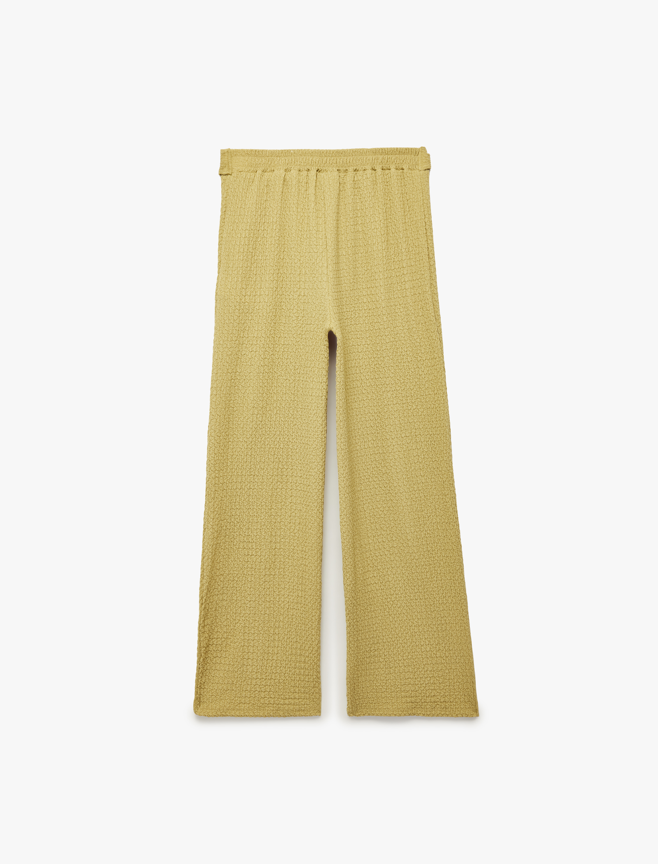  Kız Çocuk Bağlamalı Bürümcük Kumaş Geniş Paça Pantolon