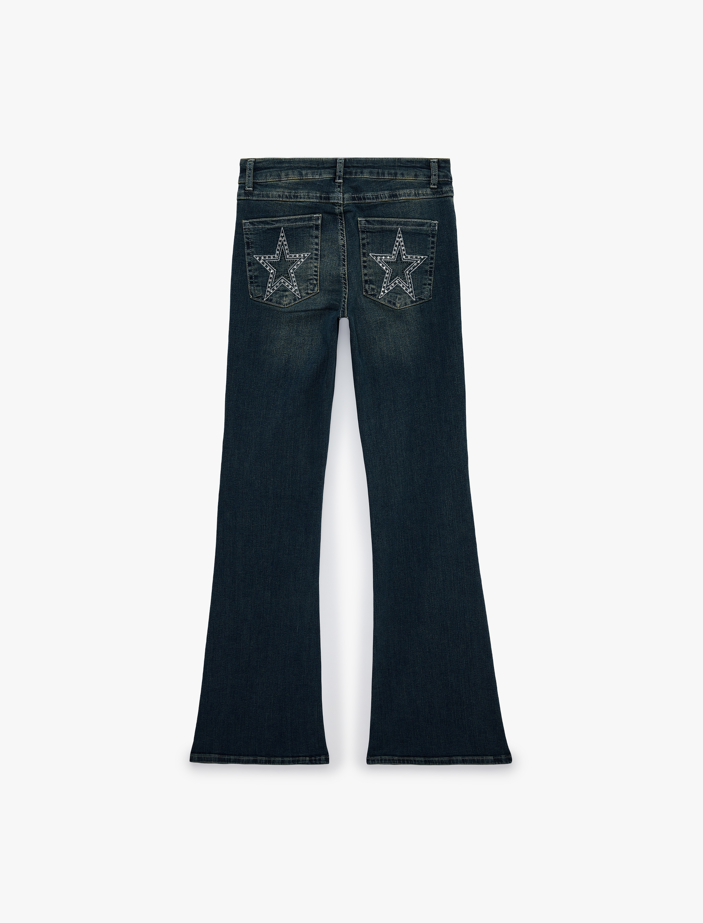   Pamuklu Dar Kalıp Düşük Bel İspanyol Paça Denim Pantolon - Flare Jeans