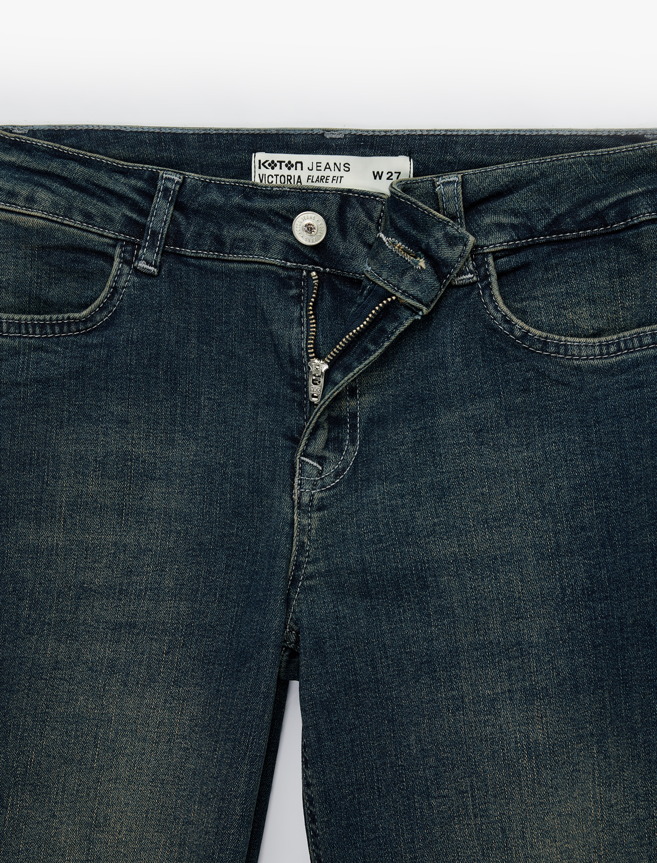   Pamuklu Dar Kalıp Düşük Bel İspanyol Paça Denim Pantolon - Flare Jeans