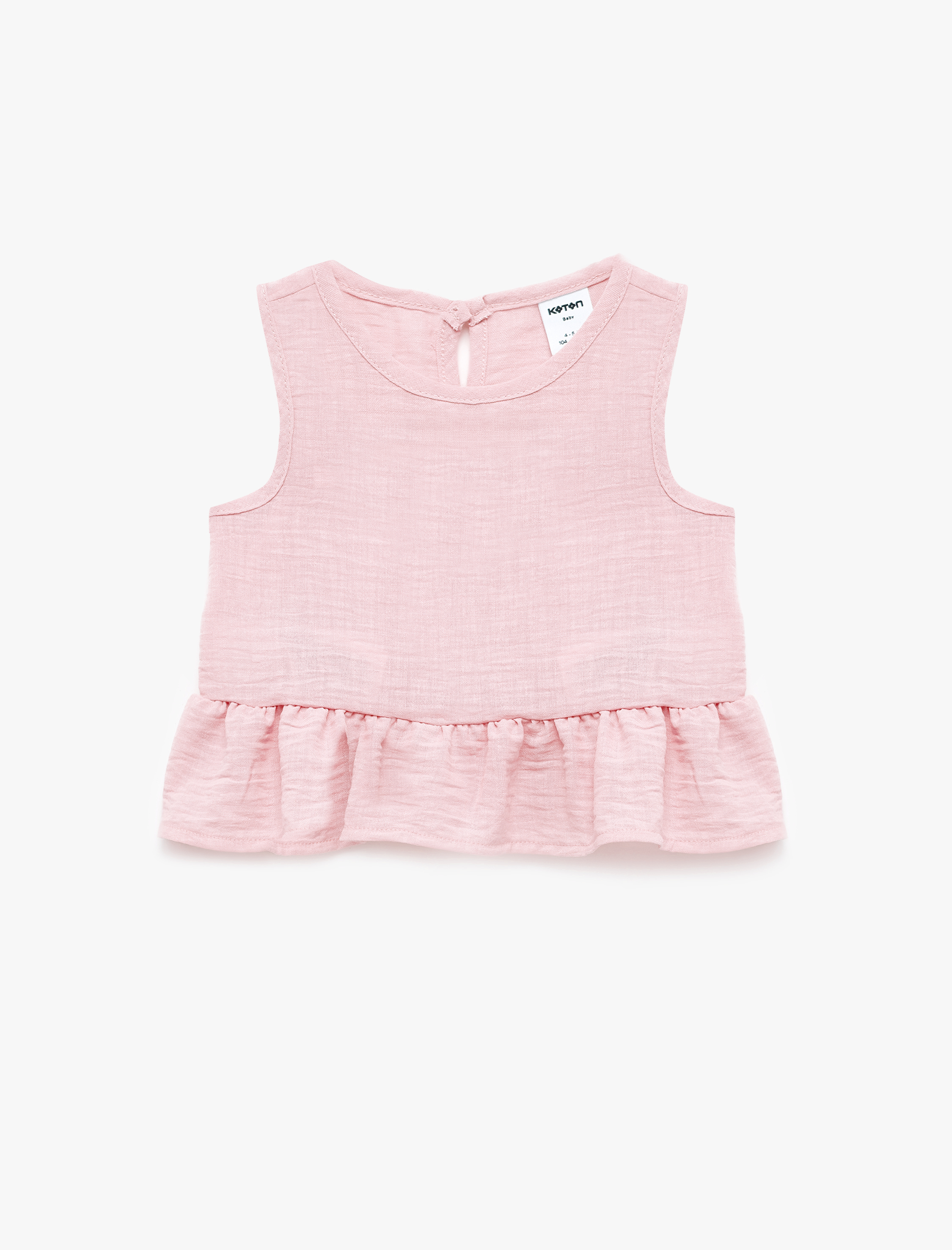  Kız Bebek Bisiklet Yaka Kolsuz Fırfırlı Bluz