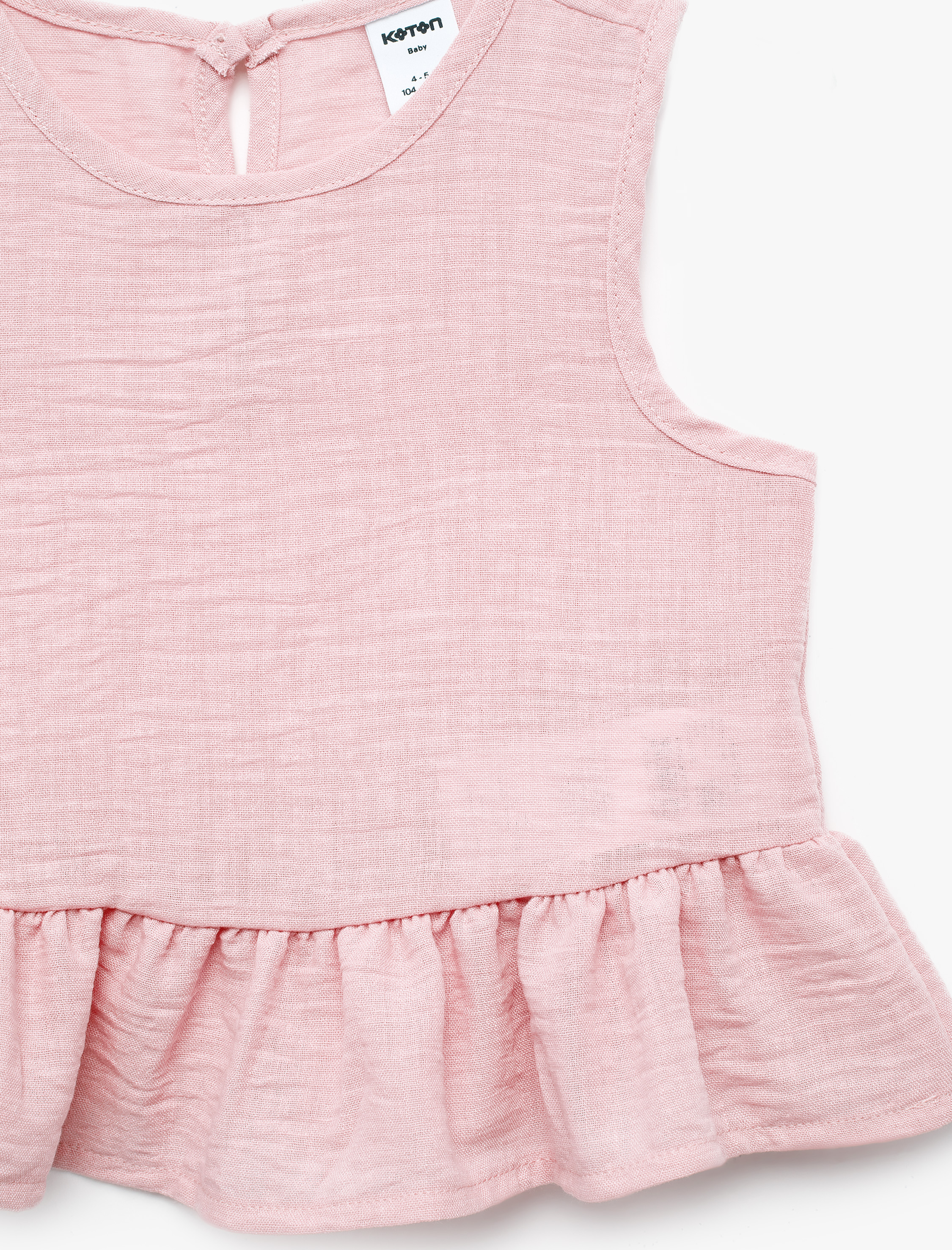  Kız Bebek Bisiklet Yaka Kolsuz Fırfırlı Bluz