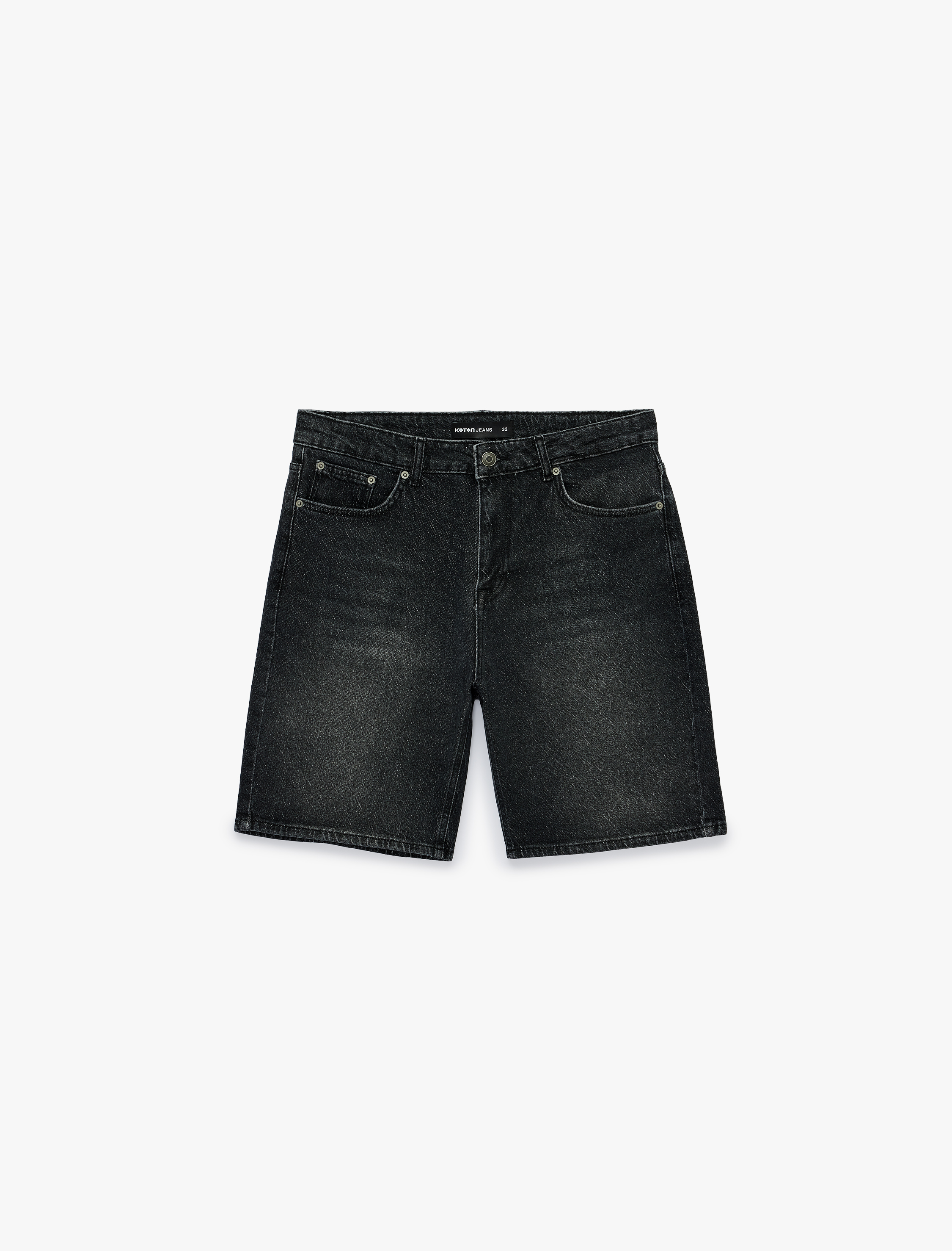   Pamuklu Cepli Bermuda Straight Fit Jean Şort