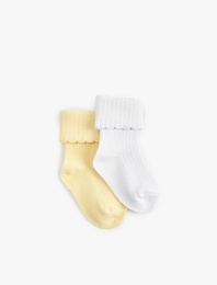 Pamuklu Fiyonklu 2'li Soket Çorap Seti