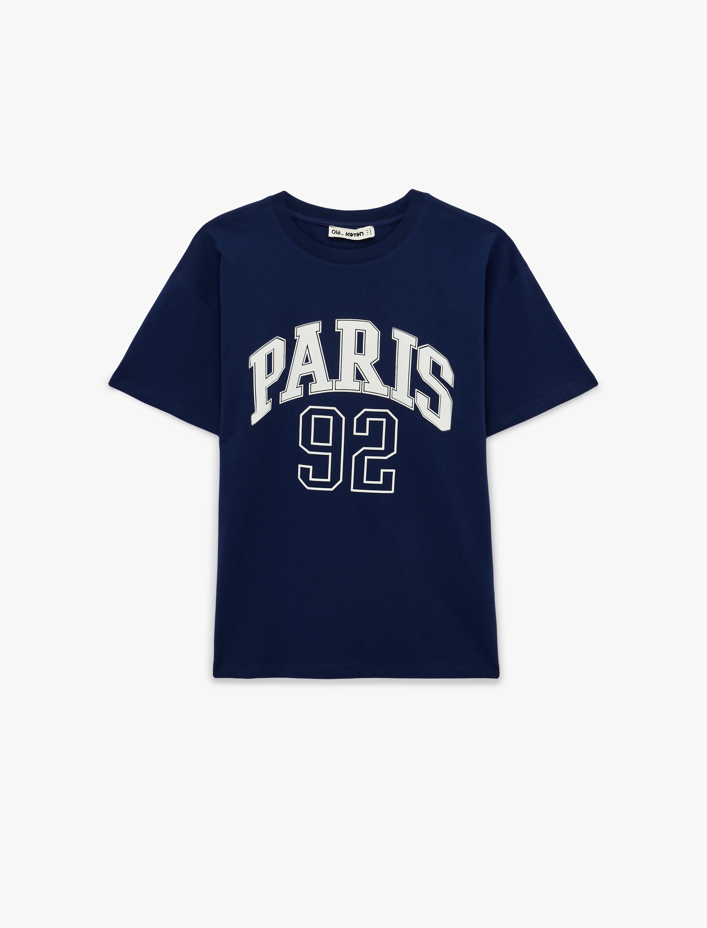   Rahat Kalıp Kısa Kollu Bisiklet Yaka Pamuklu Baskılı Tişört