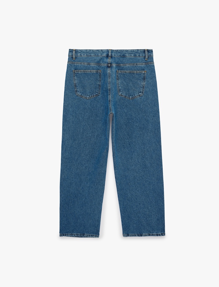  Bol Kalıp Pamuklu Cepli Normal Bel Baggy Jean Pantolon