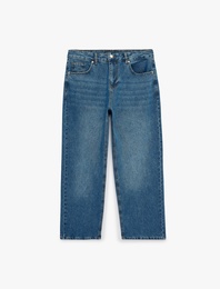 Bol Kalıp Pamuklu Cepli Normal Bel Baggy Jean Pantolon