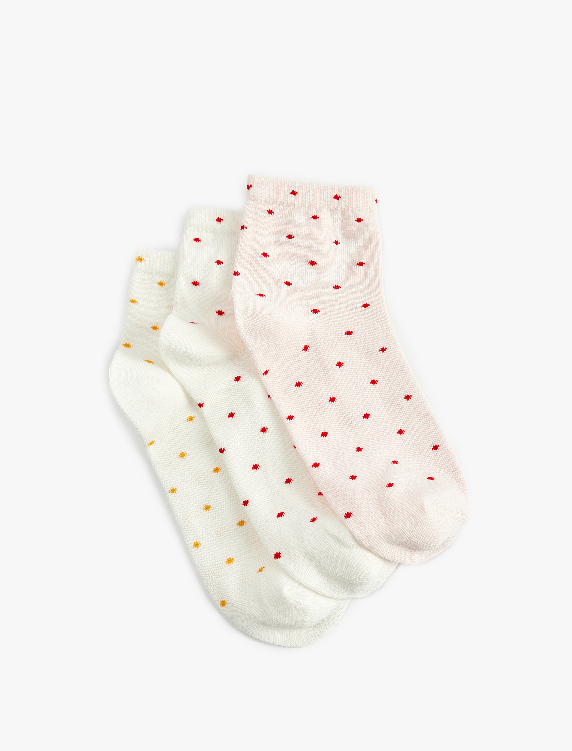  Kadın 3'lü Puantiyeli Pamuklu Soket Çorap Seti