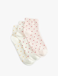 3'lü Puantiyeli Pamuklu Soket Çorap Seti