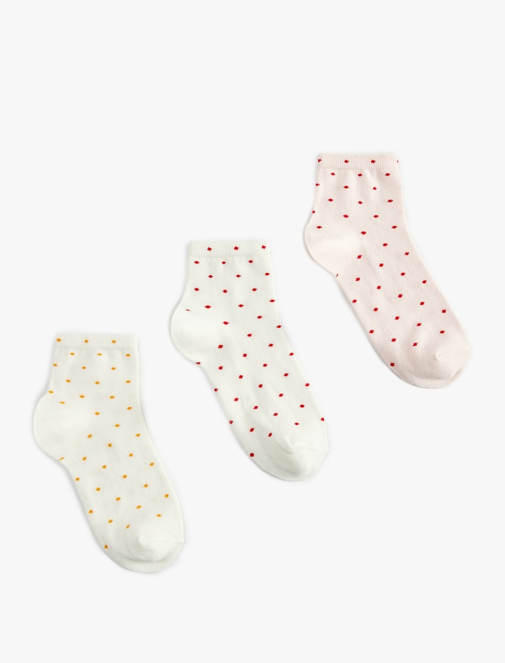 Kadın 3'lü Puantiyeli Pamuklu Soket Çorap Seti