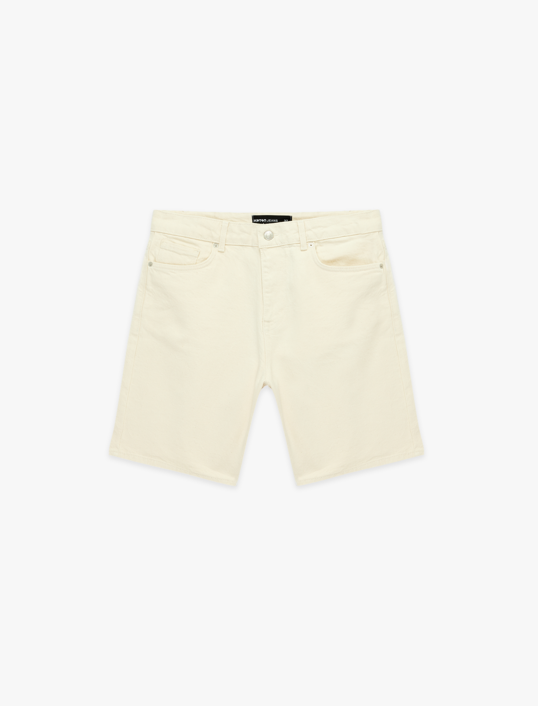   Normal Bel Pamuklu Bermuda Straight Fit Jean Şort