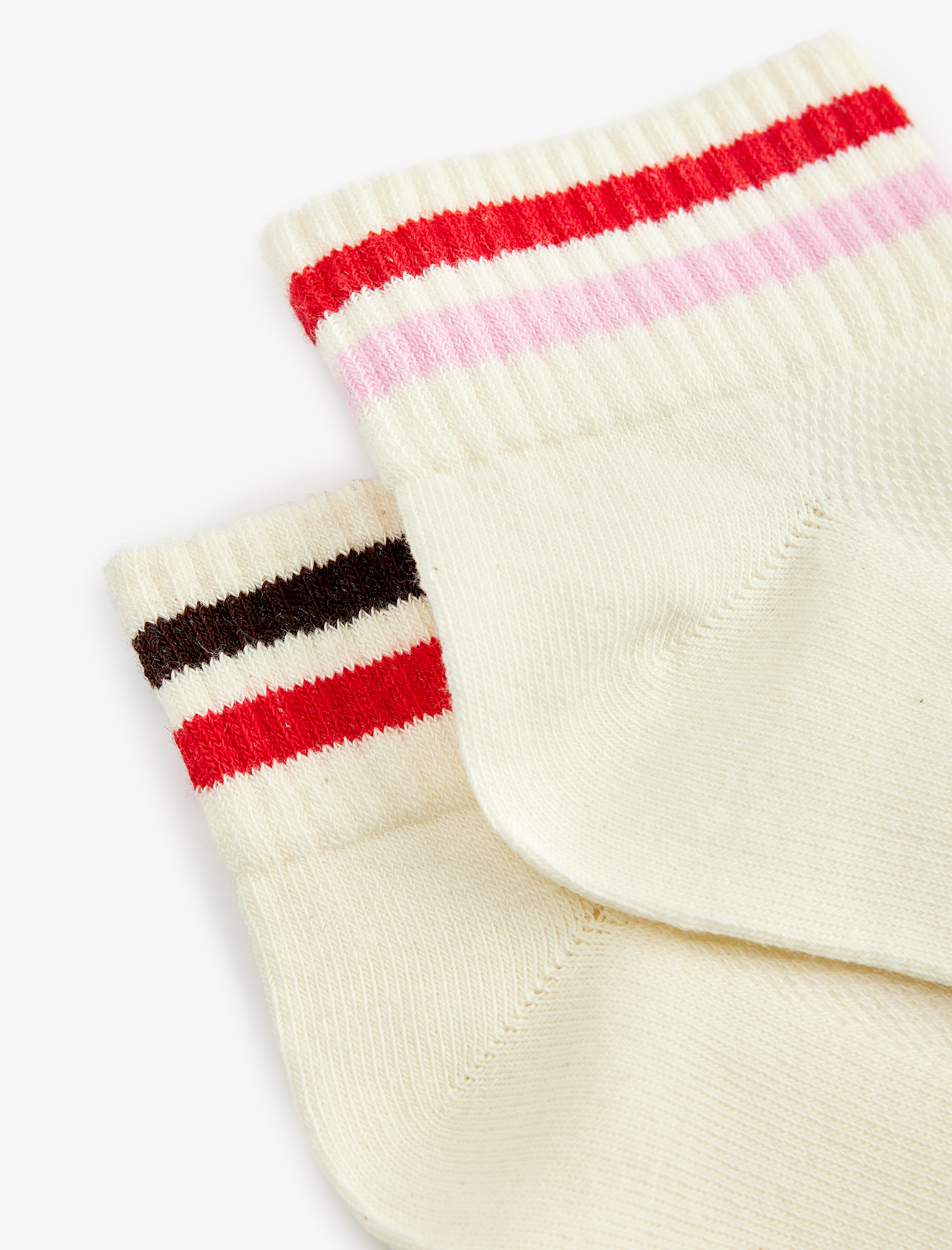  Kadın 2'li Çizgili Pamuklu Patik Çorap Seti