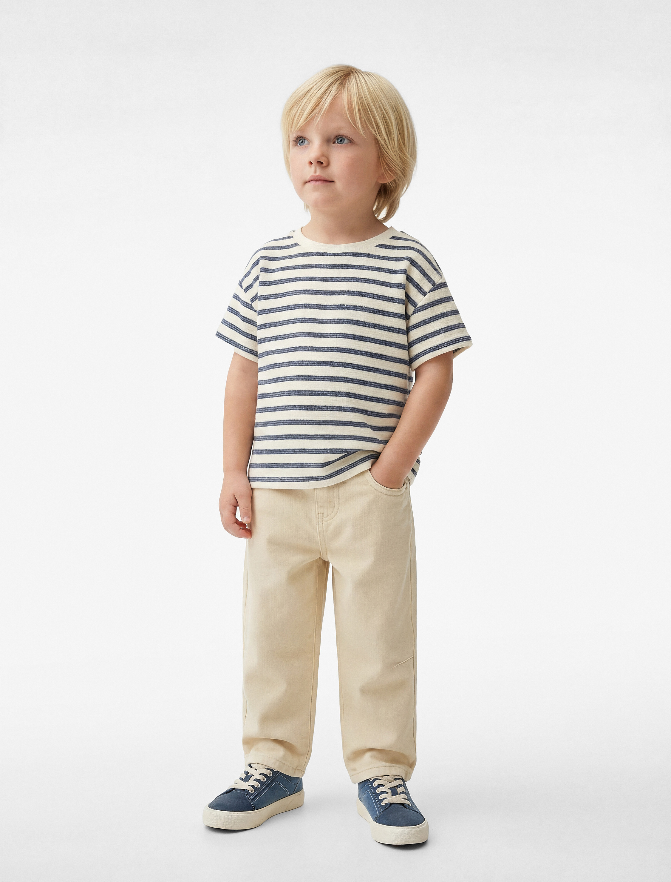  Erkek Bebek Pamuklu Kısa Kollu Bisiklet Yaka Çizgili Tişört