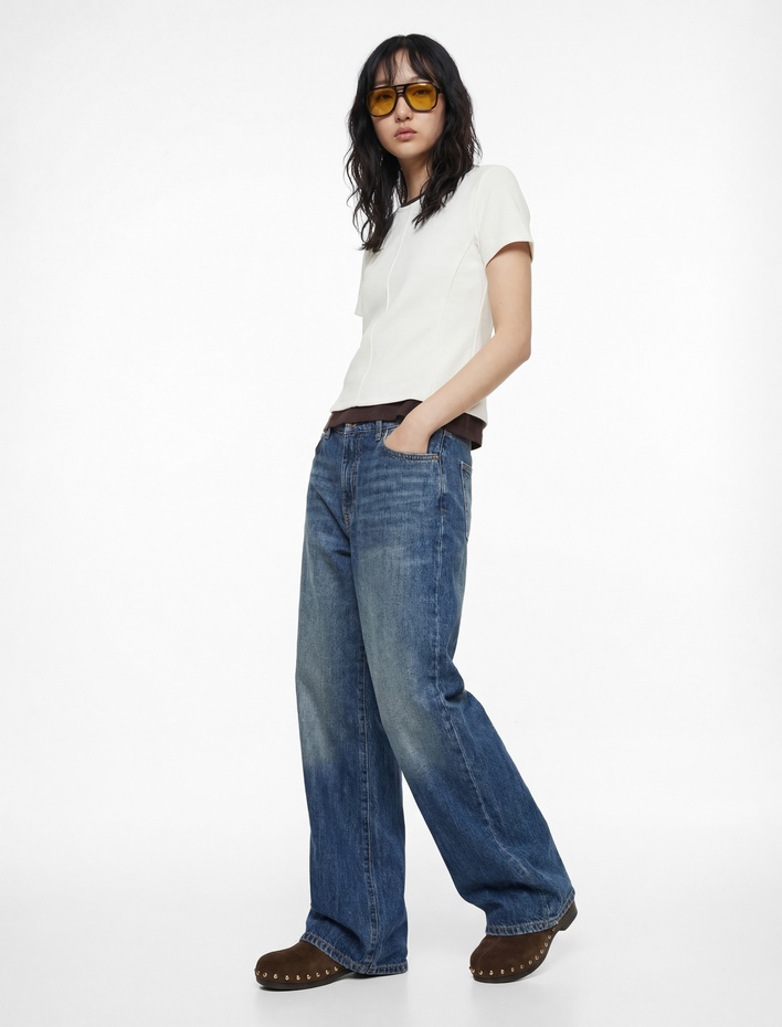  Pamuklu Kısa Kollu Bisiklet Yaka Bluz