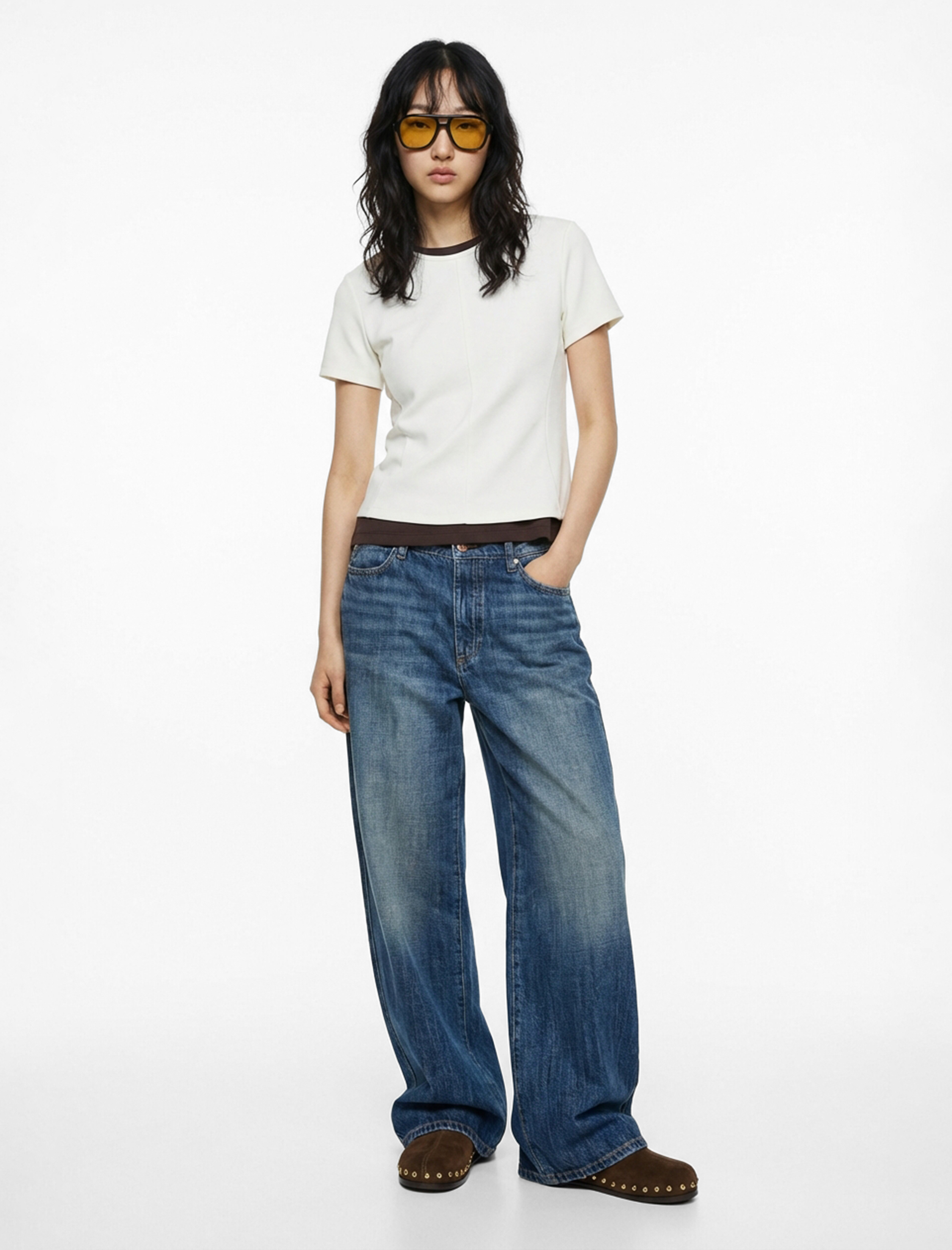   Pamuklu Kısa Kollu Bisiklet Yaka Bluz