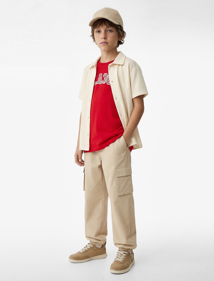 Erkek Çocuk Düğmeli Kısa Kollu Oversize Gömlek Yaka Tişört