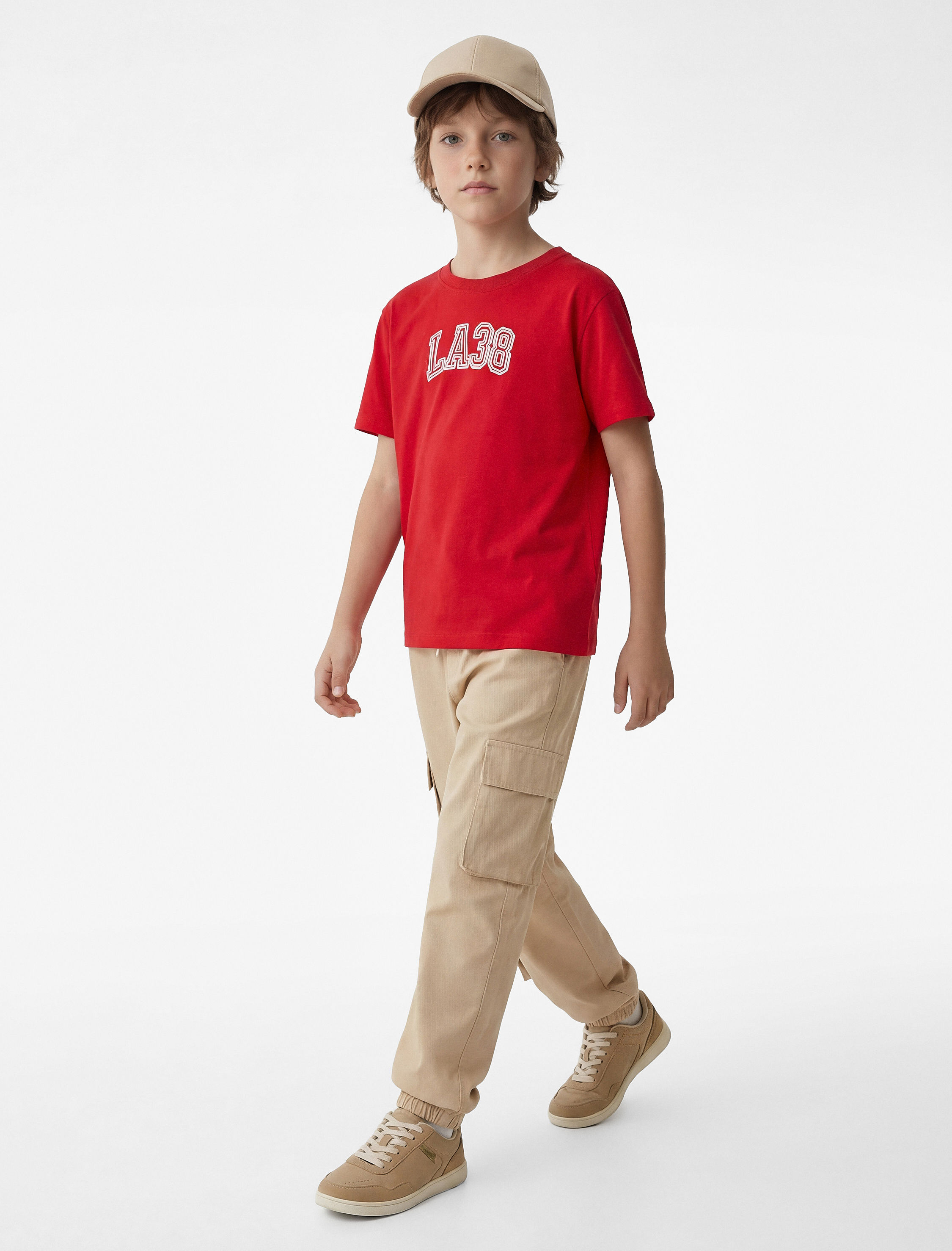  Erkek Çocuk Pamuklu Bisiklet Yaka Kısa Kollu Baskılı Tişört