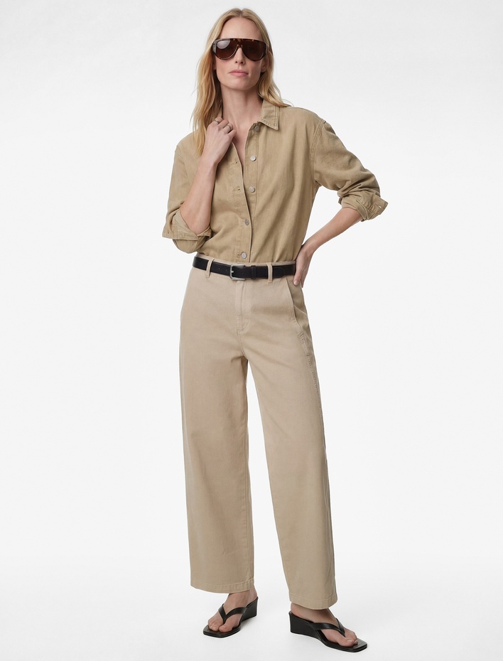  Pamuklu Cep Detaylı Rahat Kalıp Normal Paça Balon Pantolon