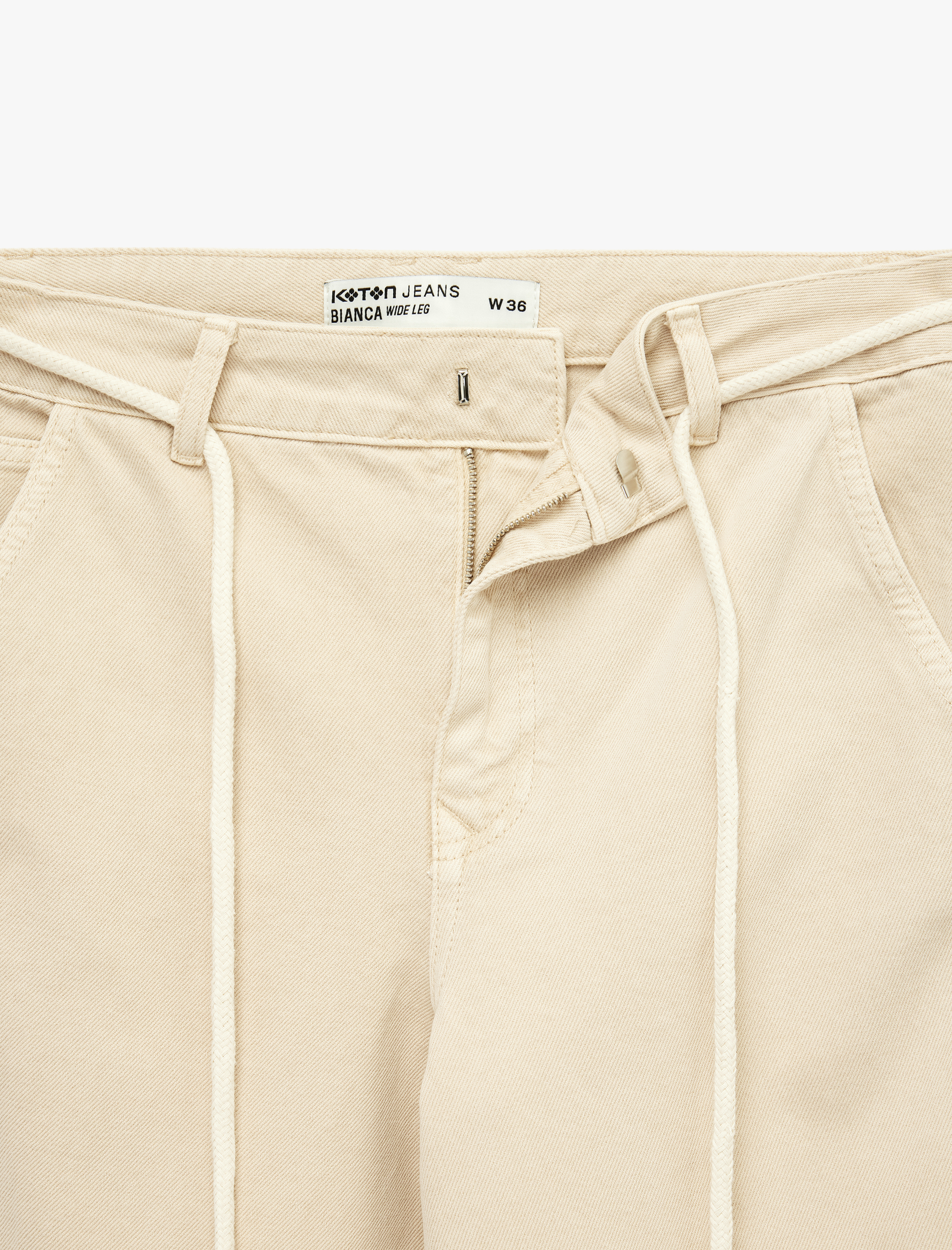   Pamuklu Normal Bel Kemerli Geniş Paça Pantolon -  Wide Leg Jeans