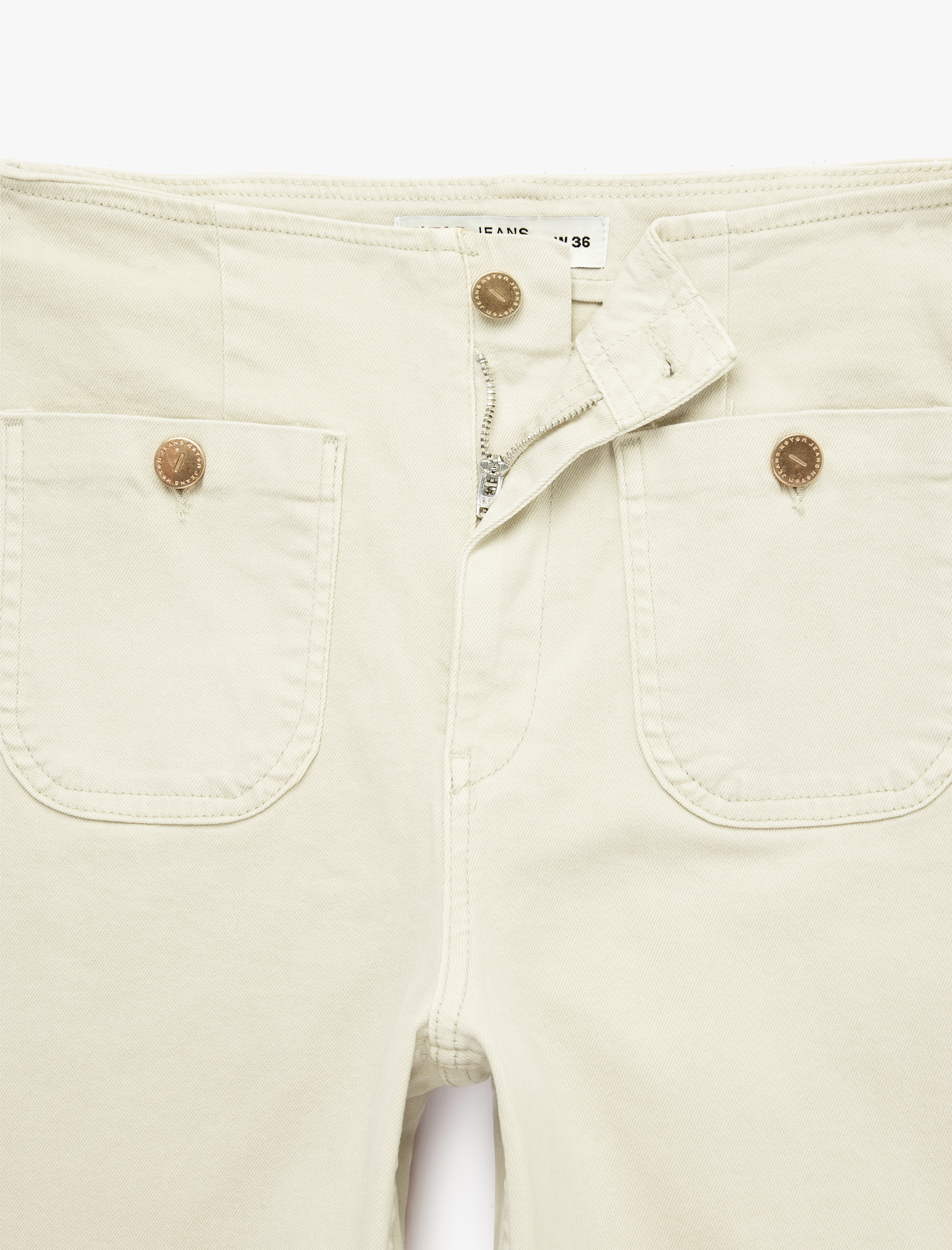 Yüksek Bel Pamuklu Cep Detaylı Geniş Kısa Paça Pantolon - Culotte Jeans - Görsel 6