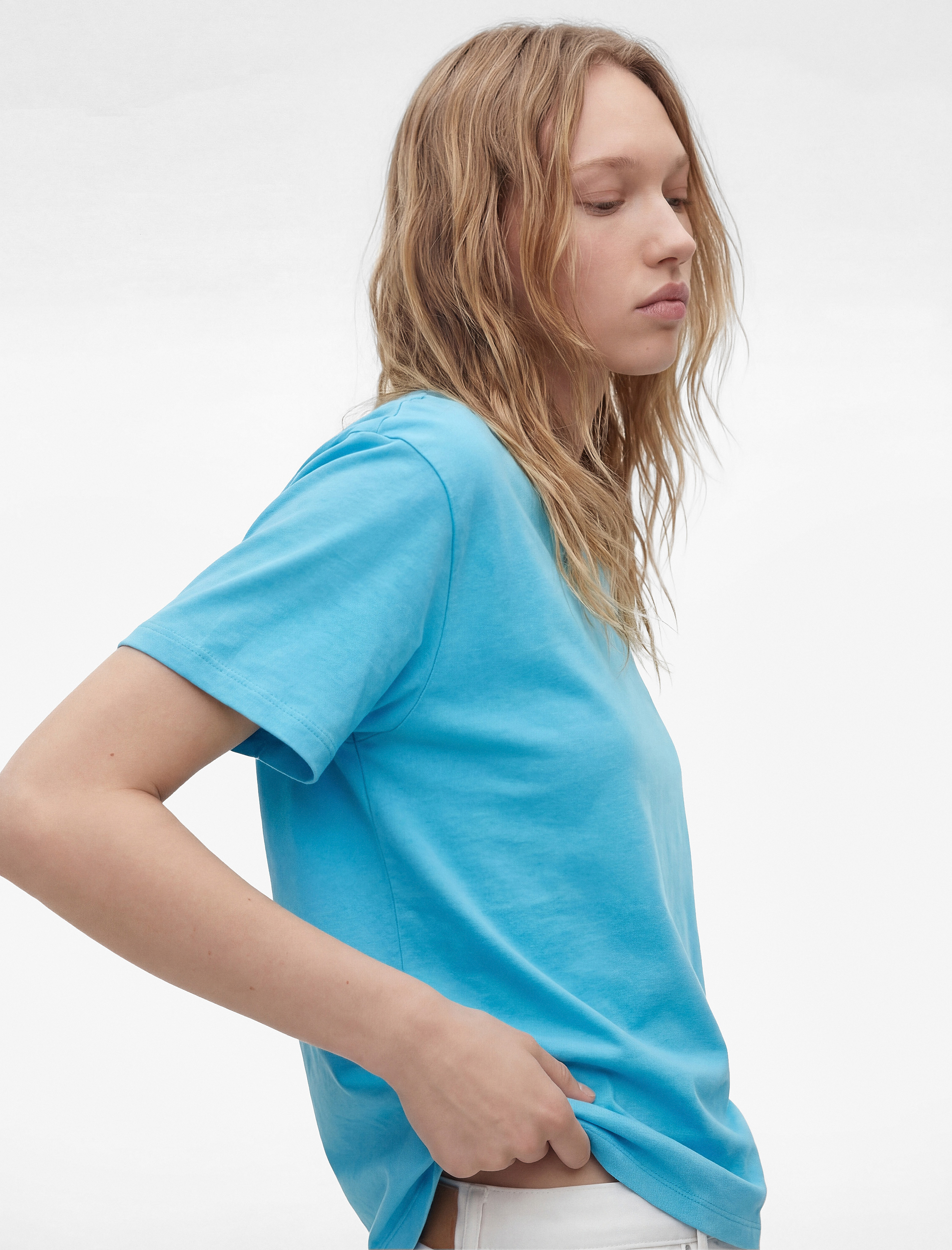 Rahat Kalıp Kısa Kollu Bisiklet Yaka Pamuklu Basic Tişört