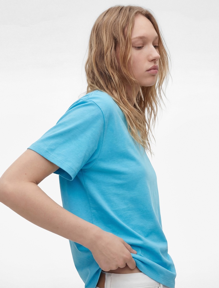  Rahat Kalıp Kısa Kollu Bisiklet Yaka Pamuklu Basic Tişört